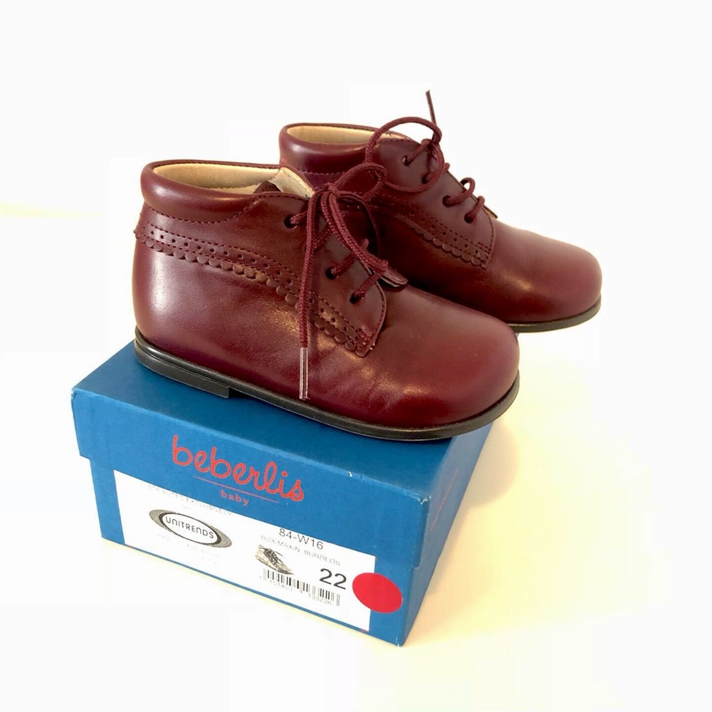 Beberlis Kids Burgundy Leather European Shoes